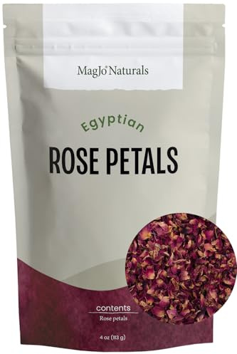 MagJo Naturals Red Rose Petals, Dried, Culinary Grade A, Harvested from Faiyum Oasis in Egypt (4 oz)