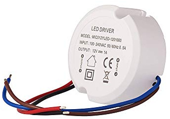 Mini LED-Trafo 12 Volt 12W – runder Transformator für innen IP20 – Netzteil für Strips und Leuchtmittel