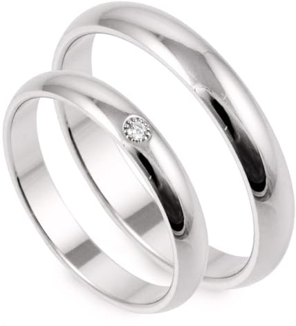Gold Gala Coppia Fedine in Argento 925 Rodiato con Zircone Incisione Gratuita