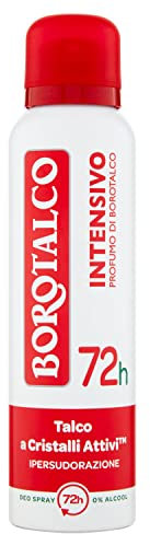 Borotalco, Deodorante Spray Intensivo, Formula Senza Alcool e con Talco a Cristalli Attivi, Ipersudorazione, Profumo di Borotalco, 72h di Efficacia - 1 Flacone da 150 ml