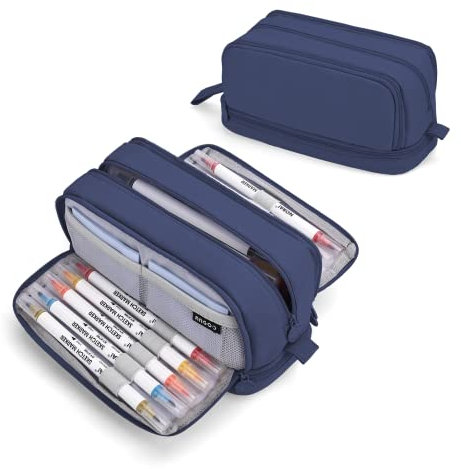 Sciphylia Federmäppchen Groß Mäppchen Große Kapazität 4 Fächer Federmäppchen Für Kinder Studenten Mädchen Jungs Multifunktional Mäppchen Für Schule Büro Makeup, Dunkelblau