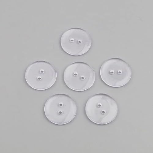 KnitForLess 20mm Buttons Clear Transparent Sewing Bedding Knitting 2 Holes Pack of 10