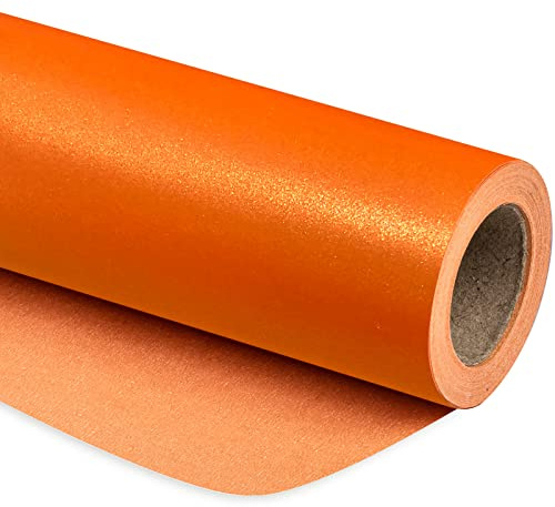 RUSPEPA Carta Da Regalo Opaca Arancione - Tinta Unita Perlata - Carta Lustro Perfetta Per Matrimoni, Compleanni, Natale, Baby Shower - 43.2.2 cm X 10 m