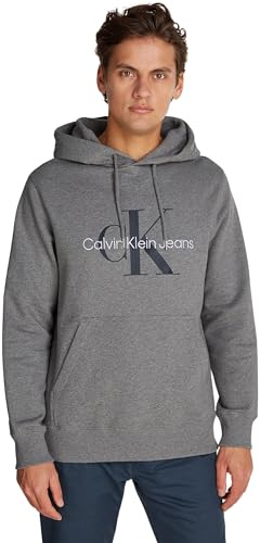 Calvin Klein Sudadera Hombre Hoodie Seasonal Monologo Regular con Capucha, Gris (Grey Heather), 5XL