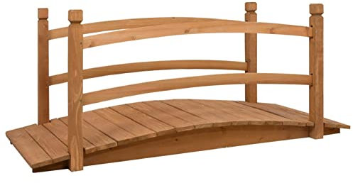 ShCuShan Ponte da Giardino 140x60x60 cm in Legno Massello di Abete,Ponte Ponticello da Giardino in Legno per Laghetto con Passerella ad Arco, Impermeabile per Esterni