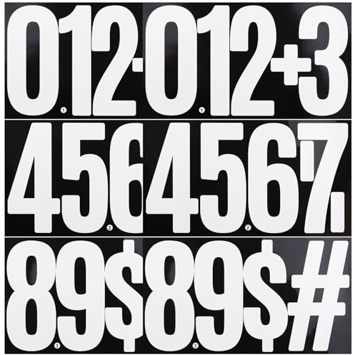 6 Inch Self Adhesive Large Number Stickers, 6 Sheet Waterproof Vinyl Numbers Stickers for Outdoor, Wheelie Bins, Mailbox, House Number Decor - White
