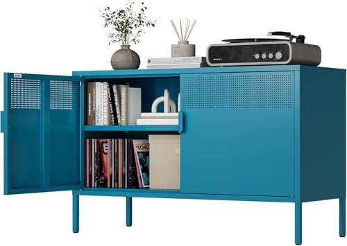 Generico Armadio Multifunzionale in Acciaio 100x40x64cm - Scaffale Regolabile, Design Moderno con Colori Opachi (Arancione/Blu/Nero) per Casa/Ufficio