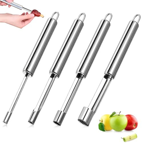 LAJUP 4 Pezzo Levatorsolo per Mele, Togli Torsolo Mela in Acciaio Inossidabile Antiscivolo e Antiruggine Adatto per Mele,Pere e Altri Frutti e Verdure