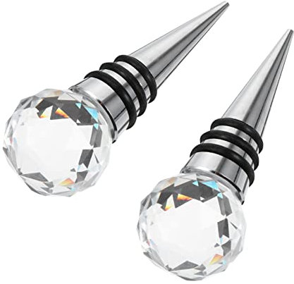 HOLIDYOYO Sigillante Per Bottiglia Di Vino in Cristallo, Chiusura Per Bottiglia Riutilizzabile, Set Da 2 Pezzi Per Feste e Decorazioni