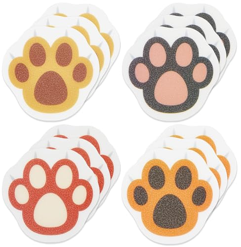 12PCS Non-Slip Bathtub Stickers, Cat’s Claw-shaped Bath Tub Stickers, Prevent Slipping Grips for Floor Stand