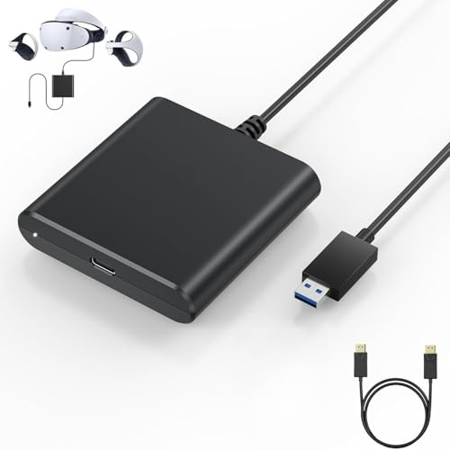 XUMIUZIY PS VR2 Adaptador para PC - Kit de Accesorios para PS VR2 con Adaptador de Corriente y Cable DisplayPort, Biblioteca Ampliada de Juegos Que se Pueden Jugar en PS VR 2 (Negro)