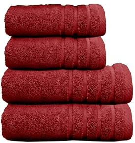Sedalinne - Juego de Toallas de Baño Completo 500 Gr Liso - Toallas Baño Grandes y Pequeñas Rizo 100% Algodón - Pack (2 Lavabo + 2 Ducha) - Alta Absorción - Toalla Algodon - Granate
