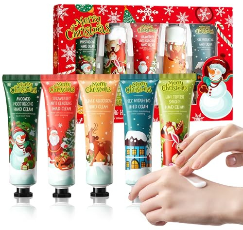Crème Mains, Lot de 5×30g Crème Main Hydratante Parfumée, Ensemble Crème Réparatrice Pour Mains Sèches et Gercées, Cadeau Noel Cadeau Femme Homme, Cadeaux de Vacances