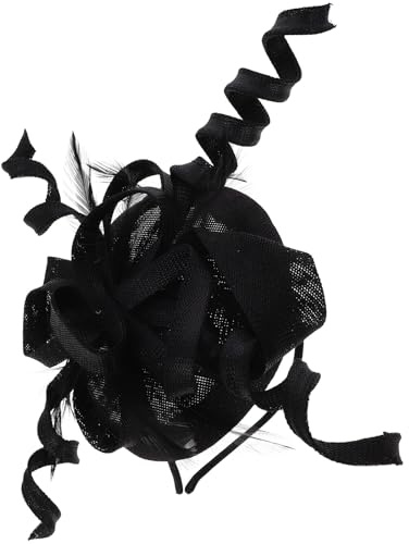 Cabilock Fascinator da Donna Copricapo in Fibra di Lino Nero Decorazioni Piumate Cappello Fascinator Elegante per Festa del Tè Ricevimenti Matrimoni e Banchetti