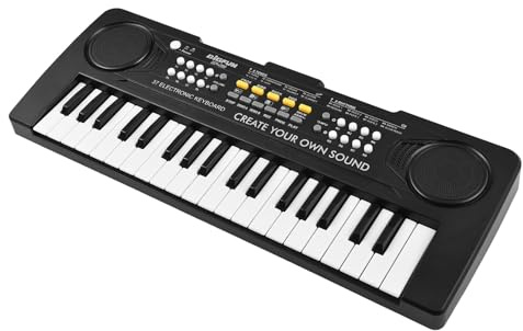 Walmeck 37-tangenters Bärbart Elektroniskt Klaviaturpiano för Nybörjare, 8 Toner, 8 Rytmer, 11 Demos, 4 Ljudeffekter, Musik Närvarande, Klaviatur Pia med Dual Power Mode
