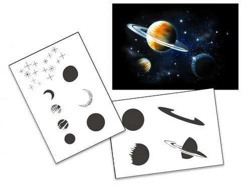Step by Step Airbrush Schablone Planeten Sterne Galaxie AS-138
