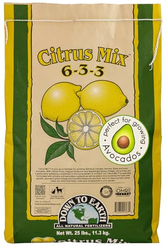 Down To Earth All Natural Fertilizers Organic Citrus Mix - Plant Food for Lemons, Limes, Oranges and Avocados 6-3-3, 25 lb
