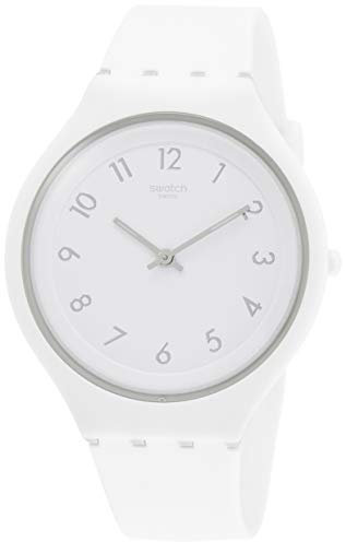 Swatch Damen Analog Quarz Uhr mit Silikon Armband SVUW101