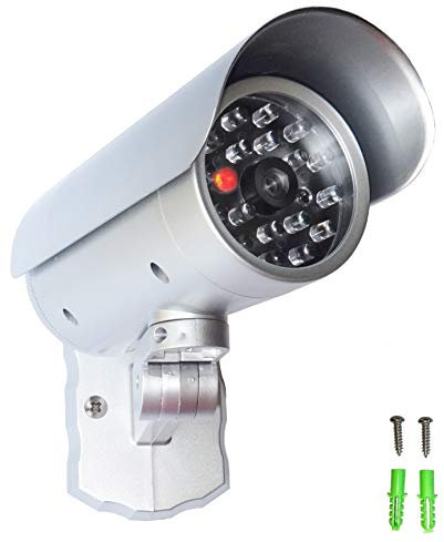 O&W Security Caméra de Surveillance factice avec lumière LED Rouge, Fausse caméra de sécurité CCTV pour l'intérieur et