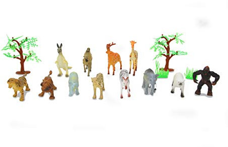 JAMARA Tierspielset Wild Animals 3,5 16-teilig - ideales Zubehör für jeden Zoo, liebevollen Details, fördert das Rollenspiel und die Fantasie, Höhe: 30-95 mm