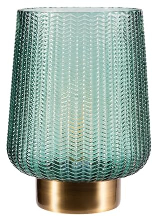 Pauleen 48136 luminaria de sobremesa portátil Pretty Glamour, lámpara de vidrio, sin cable y con pilas, temporizador de 6 h, turquesa, vidrio/metal