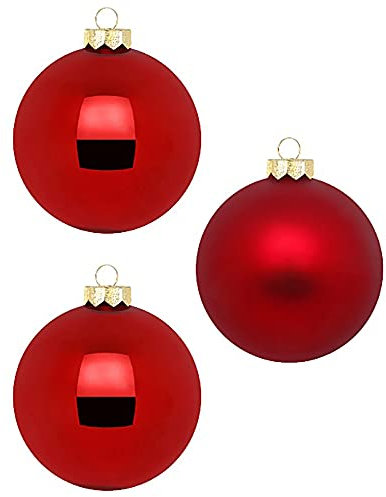 Inge Glas Weihnachtskugeln 10cm in Karton-Box | 6 XL Christbaumkugeln groß | Kugeln aus Glas (Chianti | dunkelrot Glanz/matt)