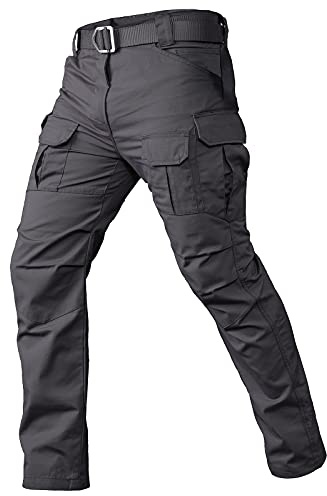 CARWORNIC Gear Men's Tactical Cargo Pants Waterpoof Lightweight Rip Stop EDC Military Combat Trousers Dark Grey