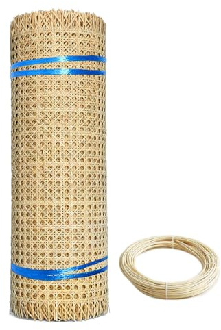 RIBLOR Correas de Tela Ratán, 60cm de Ancho Rollo de Ratan por Metros, Natural Rejilla Rollo Mimbre para Muebles, Cinta de Caña Tejida para Silla Cesta Bricolaje(30x100cm)
