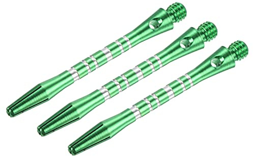 PATIKIL 45mm Aluminum Dart Shafts, Medium 2BA Thread Dart Stems Dart Accessories Throwing Fitting for Steel Tip - 3 Pack (Silver Tone, Green)