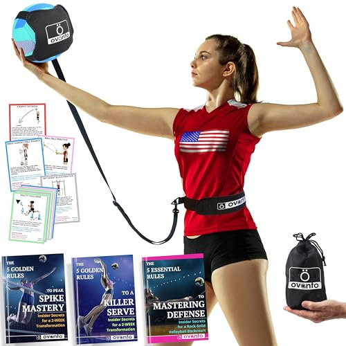 OVANTO Volleyball Training Equipment Aid – Adjustable Practice Volleyball Kit with Ultra-Stretch Neoprene, Exclusive Nylon Bag & Premium Content with Free ebooks, Best Gift for Beginners & Experts