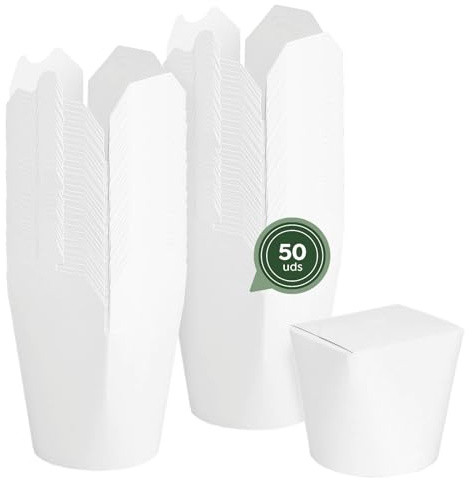 Horeca Collection MAXI PRODUCTS - Lot de 50 boîtes à nouilles - 750 ml - Take Away Asia - Asia Food - Boîte en carton - Boîtes en carton blanc - Aliments à emporter - Prêt à l'emploi