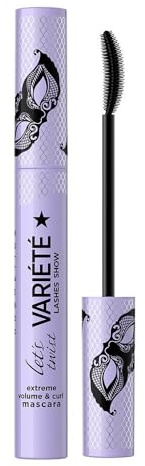Eveline Cosmetics Variete Mascara Volumizzante & Arricciaciglia - Nero Intenso con Pennello in Silicone, Senza Grumi o Sfaldature