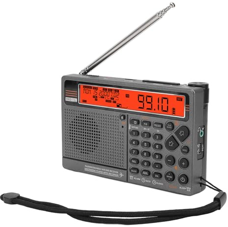 Multibanda SW FM MW Air WB V UHF, Radio Portátil, Control de App Reproducción BT Radio Digital con Conector para Auriculares de 3,5 Mm, Alarma SOS y Linterna (Orange)