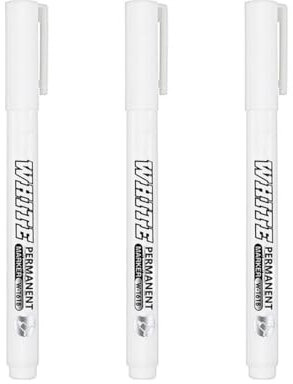 Sufune 3 Stifte-Weißer Acrylstifte fein,Acrylmarker feine Rundspitze,Wasserbasiert Lackstift Weiß,Lichtecht und Wasserfest,für Stein,Keramik,Glas,Holz,Leinwand（Weiß）