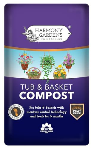 Harmony Gardens - Compost para tina y canasta, 40 L, abono rico en nutrientes para plantas, compost multiusos para plantas de interior y exterior
