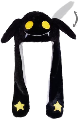 Cappello in peluche a forma di animale con orecchie che saltano in movimento, cappello da ballo mobile per bambini e adulti (pipistrello)