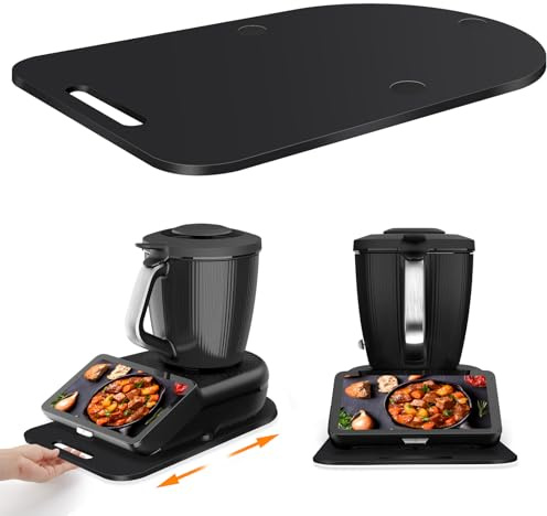 Glidbräda för Thermomix TM7, med ett handtag, snabb flytta, rullbräda för Thermomix Vorwerk köksmaskin TM7, tillbehör, underlag, bräda (akryl – svart)
