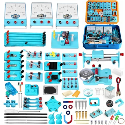 Circuito Starter Kit,kit circuito elettrico scuola media, Kit di Del Circuito Elettrico di Fisica, 122 pcs Accessori per Circuiti,Sviluppa Le capacità Intellettuali,per Ragazzi delle scuole Superiori