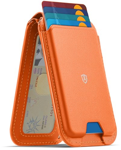 Shieldon Porte-Cartes Magnétique Cuir Véritable pour MagSafe, Orange