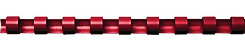 Fellowes Binderücken für Plastikbindung, 10 mm Durchmesser, 21 Ringe, für A4 Dokumente, rot, Packung mit 100 Stück