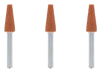 Dremel 953 Aluminium Oxide Grinding Stones Accessory Set, 3 Cone-Shaped Grinding Stones for Grinding and Sharpening Metals (6,4 mm)
