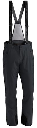 Maier Sports Anton 2, Herren Skihose, Wasserdichte Schneehose mit Hosenträgern, Stretchmaterial und verstellbarer Bund, PFC-frei, mTHERM Wattierung & mTEX Wetterschutz, Schwarz, Gr. 52 (W36/L32)