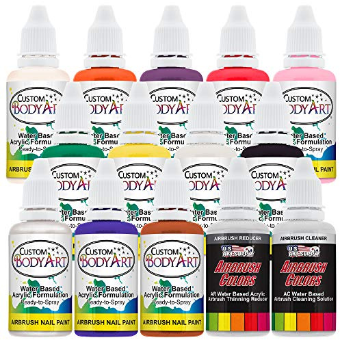 Custom Body Art 14-Bottle 12 Color Basic Nail Paint Set