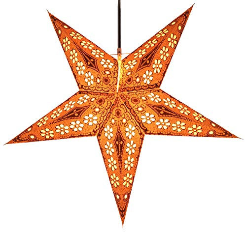 GURU SHOP Faltbarer Advents Leucht Papierstern, Weihnachtsstern 60 cm - Minas Gelb, Papiersterne 60 cm