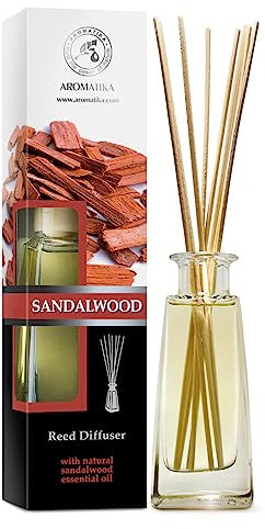 Raumduft Diffusor Öle Sandelholz 100ml - Set zum Aromatisieren mit Rattanstäbchen - Rein Ätherischen Sandelholz Öl - für Büro - Raum - Boutique - Aromatherapie
