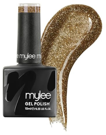 Mylee Gel Nail Polish 10ml [Gold digger] UV/LED Soak-Off Nail Art Manicure Pedicure for Professional, Salon & Home Use [Fine Glitters Range] - Long Lasting & Easy to Apply