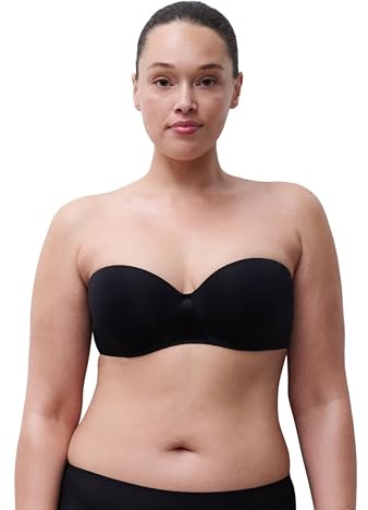 Chantelle ESSENTIALL, Reggiseno Bandeau Spalline Amovibili, Intimo Invisibile Donna, Black Shadow, 3B