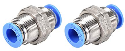 sourcing map Raccords pneumatiques à air comprimé - Raccord de cloison - Tube de 10 mm de diamètre extérieur - 2 pièces