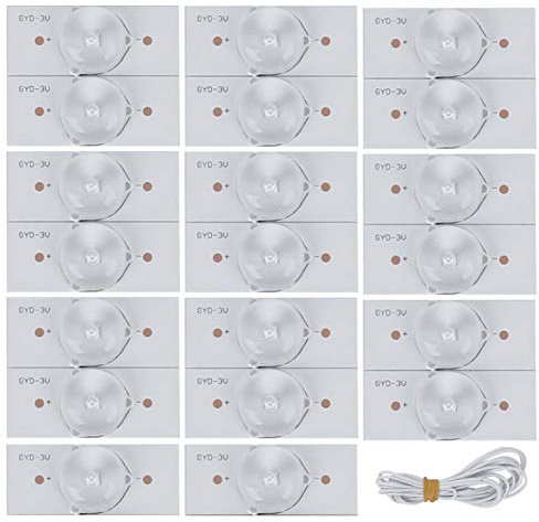 KUIDAMOS 20PCS 3V SMD Perline Lampada con Bordo in Fibra di Vetro Lenti concave Fliter Strisce per Riparazione TV LED Pannello LED Fai da Te(20PCS)