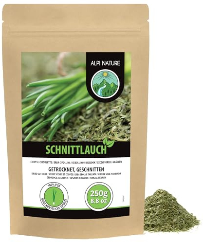Gräslök torkad (250 g), gräslök skuren, skuren lök 100% naturlig, chives utan tillsatser, vild lök